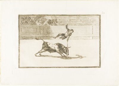 La agilidad y audacia de Juanito Apinani en el ruedo de Madrid, lámina 20 de El arte de la tauromaquia de Francisco Jose de Goya y Lucientes