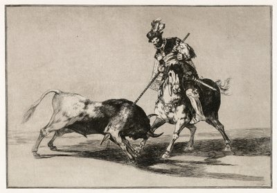El Cid Campeador atacando a un toro con su lanza de Francisco de Goya