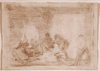 Los desastres de la guerra: Un hombre testigo de la violación de su esposa (dibujo) de Francisco de Goya