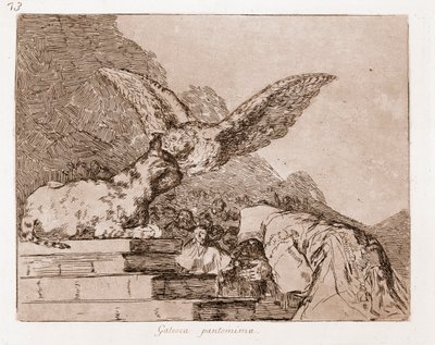 Los desastres de la guerra: Pantomima de gatos (aguafuerte de un dibujo preparatorio) de Francisco de Goya