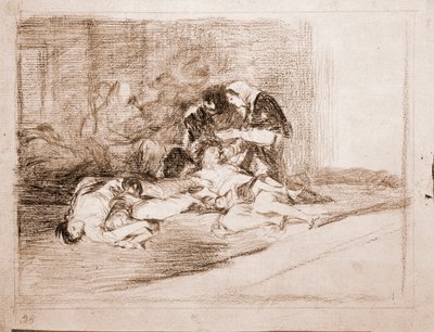 Los desastres de la guerra: ¿Para qué sirve un cuenco? (dibujo preparatorio) de Francisco de Goya