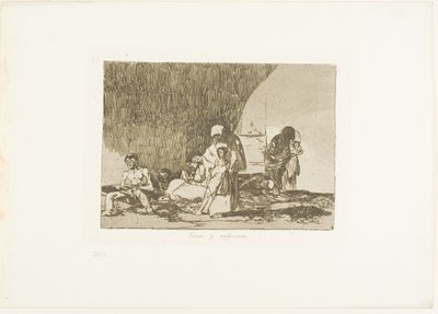 El sano y el enfermo, placa 57 de Los desastres de la guerra de Francisco Jose de Goya y Lucientes