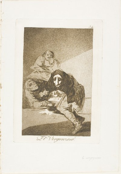El avergonzado, placa 54 de Los Caprichos de Francisco Jose de Goya y Lucientes