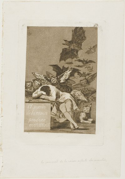 El sueño de la razón produce monstruos, lámina 43 de Los Caprichos de Francisco Jose de Goya y Lucientes