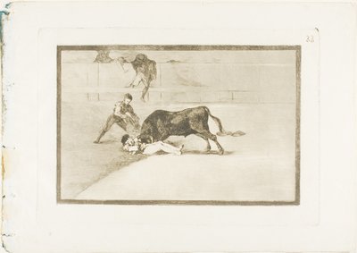 La desafortunada muerte de Pepe Illo en el ruedo en Madrid, lámina 33 de El arte del toreo de Francisco Jose de Goya y Lucientes