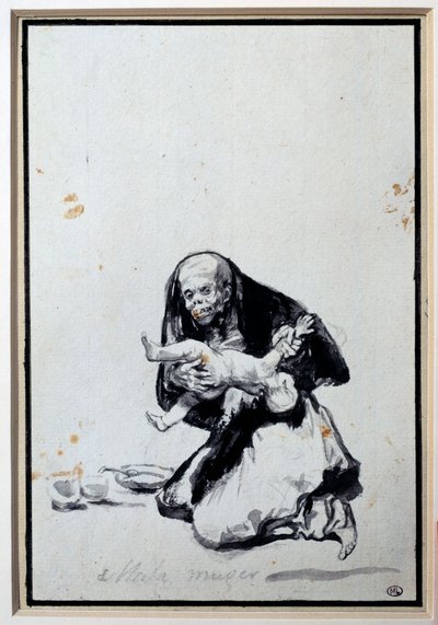La mujer equivocada. Escena de antropofagia, una bruja tiene un niño de Francisco de Goya