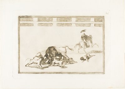 Suelten Perros en el Toro, lámina 25 de El Arte del Toreo de Francisco Jose de Goya y Lucientes