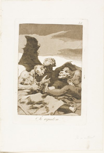 Se acicalan, lámina 51 de Los Caprichos de Francisco Jose de Goya y Lucientes