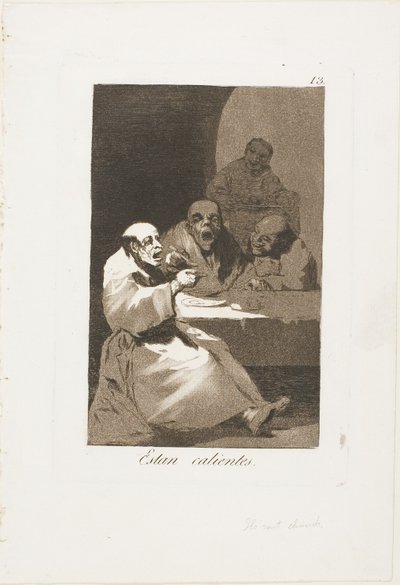 Están calientes, placa 13 de Los Caprichos de Francisco Jose de Goya y Lucientes