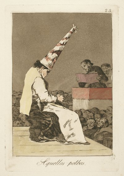 Esos motas de polvo, Lámina 23 de "Los Caprichos" de Francisco de Goya