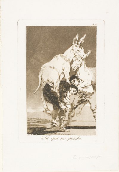 Tú que no puedes, lámina 42 de Los Caprichos de Francisco Jose de Goya y Lucientes
