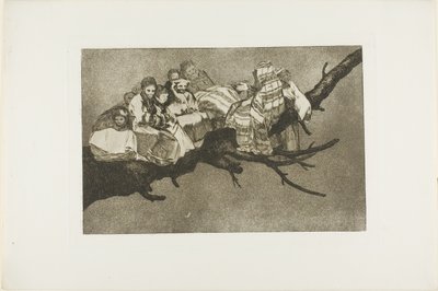 Ir entre las ramas, es decir, hablar por el sombrero, lámina tres de Los Proverbios de Francisco Jose de Goya y Lucientes