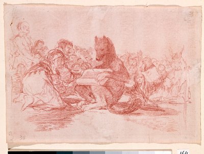 Desastres de la guerra: "Esto es lo peor". Representación de los partidarios de la monarquía de Fernando VII de España como animales. Dibujo preparatorio en lápiz rojo para el grabado n.74 por Francisco de Goya y Lucientes. Museo del Prado, Madrid de Francisco de Goya