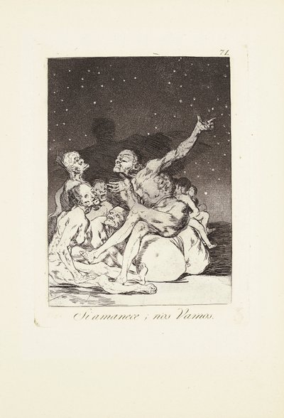 Si amanece; nos vamos, Placa 71 de: Los Caprichos de Francisco Jose de Goya y Lucientes