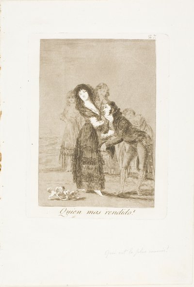 ¿Cuál de ellos está más vencido?, placa 27 de Los Caprichos de Francisco Jose de Goya y Lucientes
