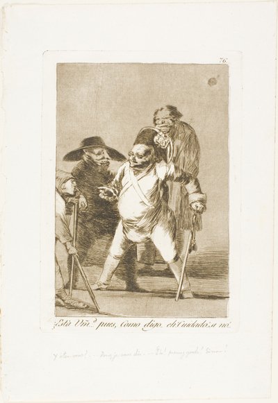 ¿Entiendes? ... bueno, como digo... ¡eh! ¡Cuidado! de lo contrario..., placa 76 de Los Caprichos de Francisco Jose de Goya y Lucientes