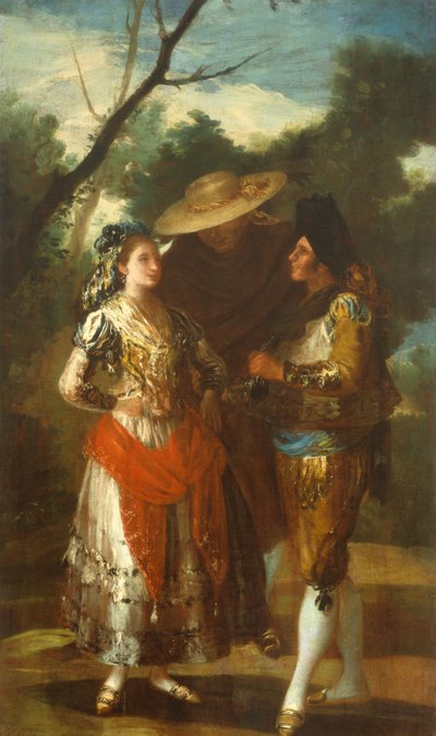 Una maja con dos toreros de Francisco Jose de follower of Goya y Lucientes