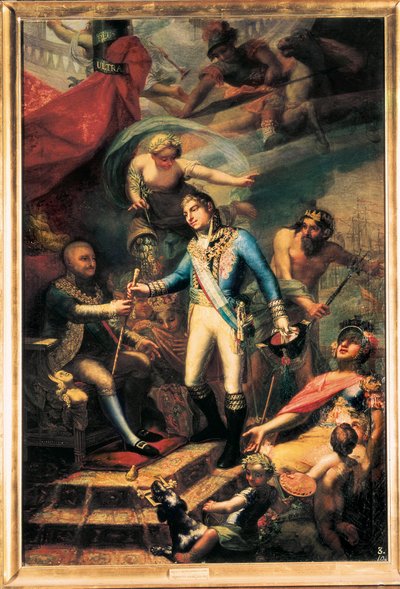 Carlos IV de España (1748-1819) nombrando a Manuel Godoy (1767-1851) Almirante de la Armada de Francisco Llacer y Valdermont