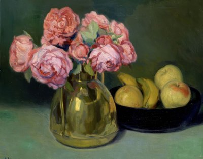 Bodegón de Flores y Frutas de Francisco Llorens Diaz