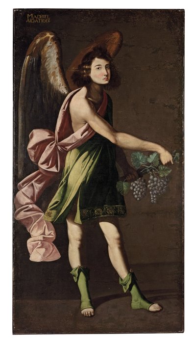 Una alegoría de la Eucaristía: Un ángel llevando uvas de Francisco Polanco