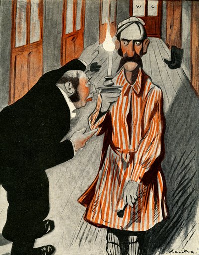 Un inglés gruñón siendo asistido por un miembro del personal en un hotel francés, 1903 de Francisco Sancha y Lengo