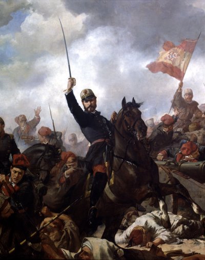 El general Juan Prim y Prats (1814-70) en la batalla de Tetuán en 1860 de Francisco Sans y Cabot