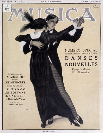 Numero especial dances nouvelles (pareja bailando el tango) - Ilustración de Francisco Javier Gose (1876-1915) en “Musica”, mayo 1913 de Francesc Xavier Gosé