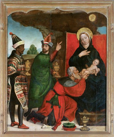 La Adoración de los Reyes Magos - Comontes, Francisco de (activo 1524-1565) - 1535-1540 - Óleo sobre madera - 129x103 - Museo de Bellas Artes, Salamanca de Francisco de Comontes