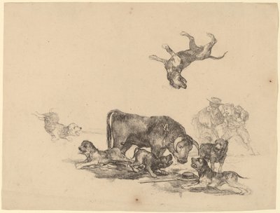Toro atacado por perros de Francisco de Goya