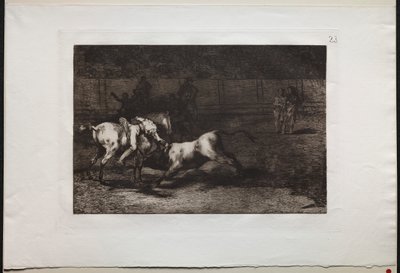 Corridas de toros: Mariano Ceballos, alias el Indio, mata al toro desde su caballo de Francisco de Goya