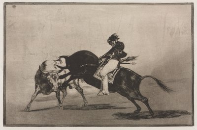 Corridas de Toros: El Mismo Ceballos Montado en Otro Toro Rompe Lanzas Cortas en el Ruedo de Francisco de Goya