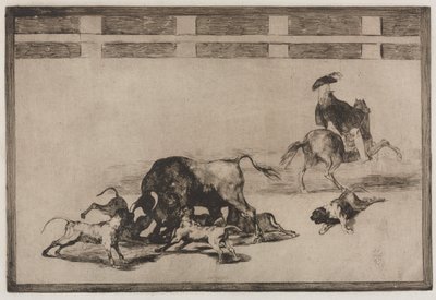 Corridas de toros: Sueltan perros al toro, 1876 de Francisco de Goya