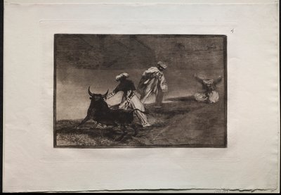 Corridas de toros: Juegan otro con la capa en un recinto de Francisco de Goya