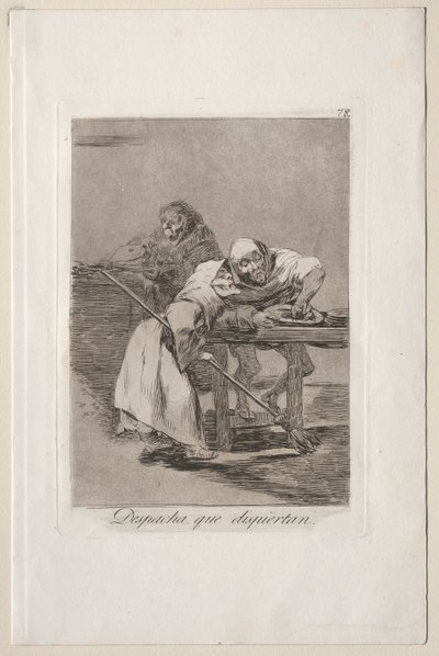 Caprichos: Rápido, se están despertando de Francisco de Goya