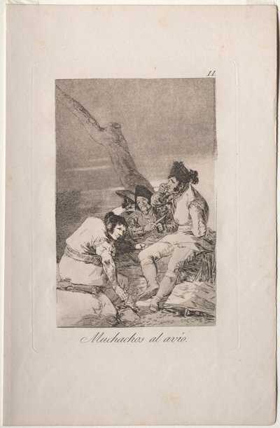 Caprichos: Muchachos preparándose de Francisco de Goya