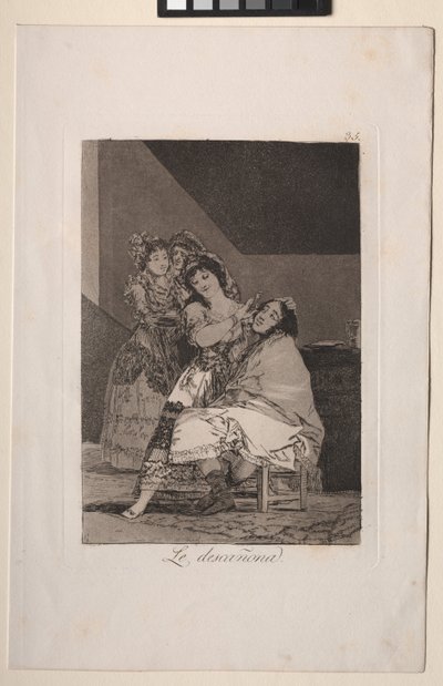 Caprichos: Ella lo despluma de Francisco de Goya