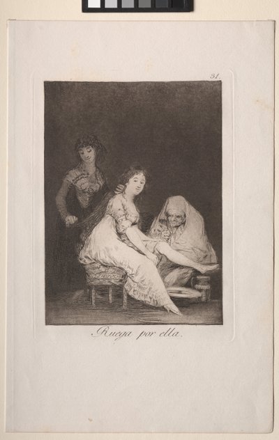 Caprichos: Ella Reza por Ella de Francisco de Goya