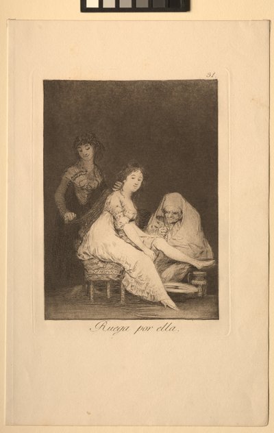 Caprichos: Ella reza por ella de Francisco de Goya