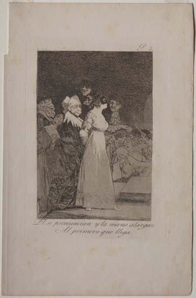 Caprichos: Dicen, sí y dan la mano al primero que llega de Francisco de Goya