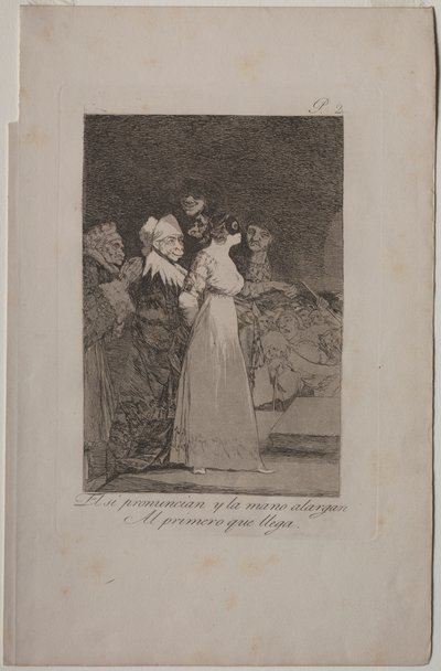 Caprichos: Dicen, "Sí" y dan su mano al primero que llega. de Francisco de Goya