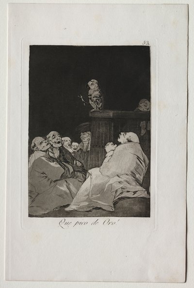 Caprichos: ¡Qué pico de oro! de Francisco de Goya