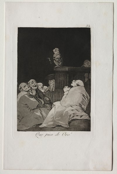 Caprichos: ¡Qué pico de oro! de Francisco de Goya