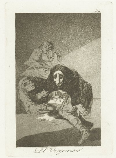 De schaamtevolle El vergonzoso (title on object) Los Caprichos (series title) de Francisco de Goya