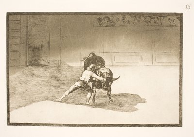 El famoso Martincho coloca las banderillas, engaña al toro con sus movimientos corporales de Francisco de Goya