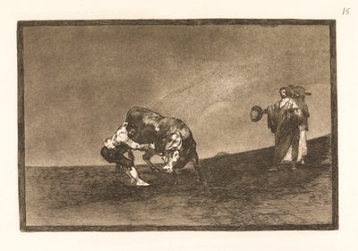 El mismo hombre derriba un toro en la arena de Madrid de Francisco de Goya