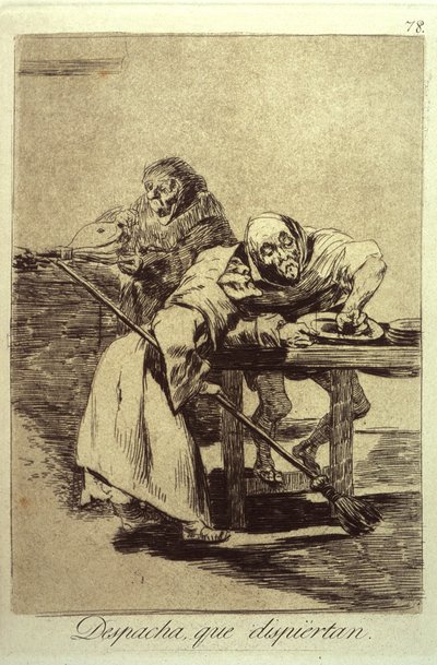 Despacha Que Despiertan, placa 78 de Los Caprichos, 1799 de Francisco de Goya