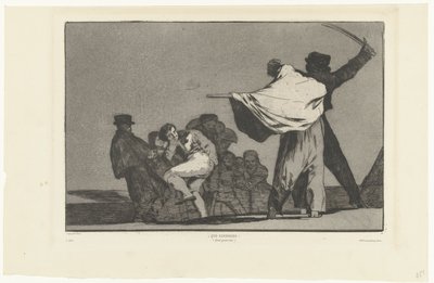 ¡Ese soldado! Que Guerrero! (Quel guerrier) (título sobre objeto) Conocido Disperado (La locura familiar) Los Disparates (Las locuras) (título de la serie) Los Proverbios (Los Proverbios) (título de la serie) de Francisco de Goya