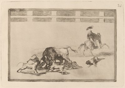 Echan perros al toro de Francisco de Goya