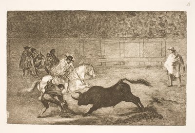 Un jinete español rompe lanzas cortas con la ayuda de sus asistentes de Francisco de Goya