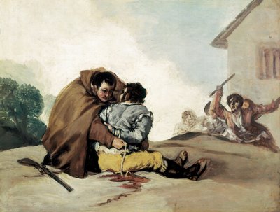 Fray Pedro ata a El Maragato con una cuerda de Francisco de Goya
